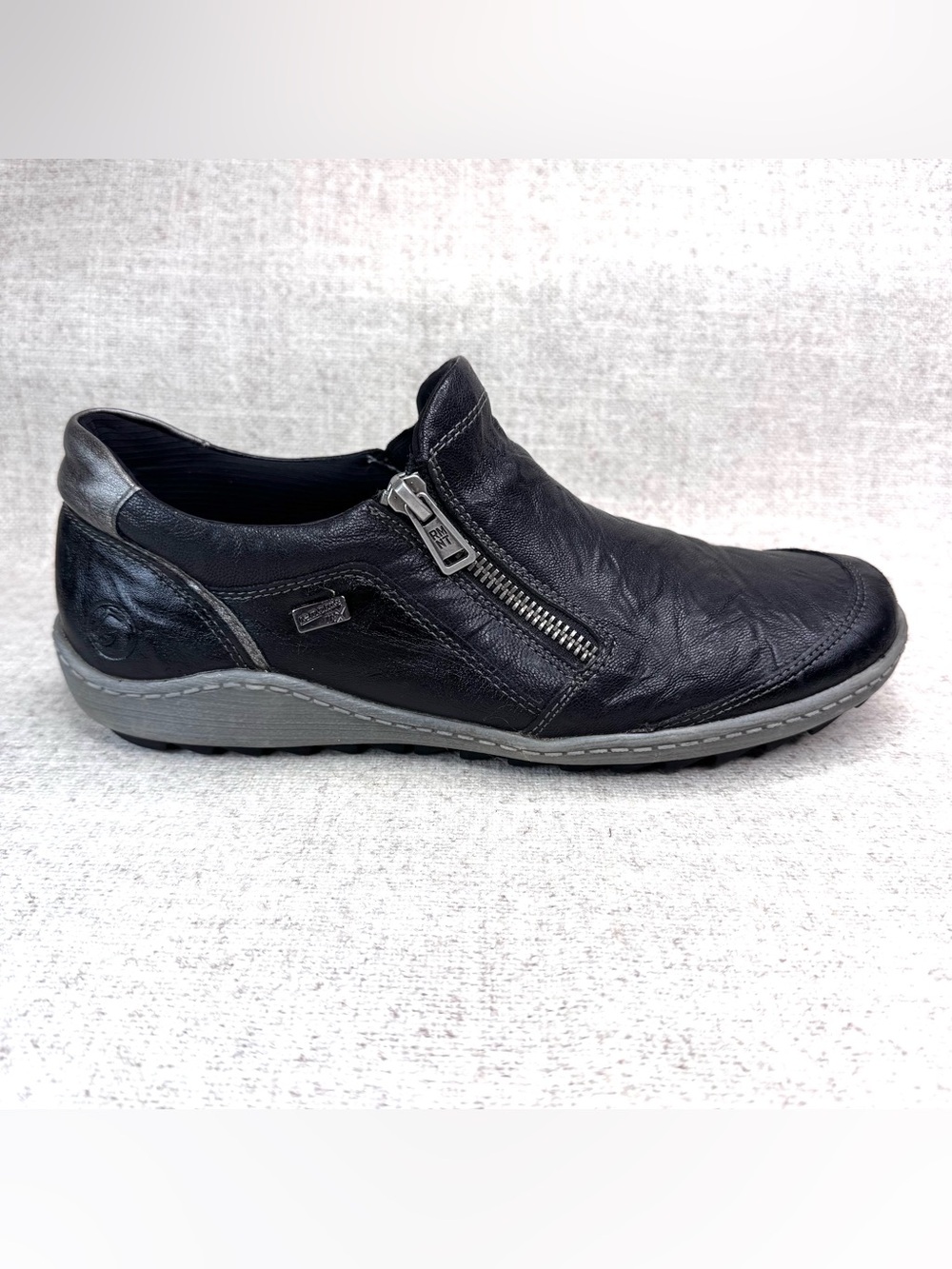 Remonte Soft Liv R1428 Side Zip Sneakers shoes black leather size 39 8-8.5 comfy